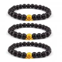 Gemstone Bracciali, Pietra Abrazina, Cerchio, elastico & unisex, nero, 8mm, Lunghezza 7.5 pollice, Venduto da PC