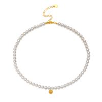 Plast Pearl Halsband, med Mässing, med 1.97inch extender kedja, mode smycken & olika stilar för val & för kvinna, gyllene, Längd Ca 15.75 inch, Säljs av PC