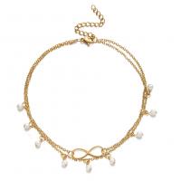 Roestvrijstalen Anklet, 304 roestvrij staal, met Plastic Pearl, met 1.97inch extender keten, Dubbele laag & mode sieraden & voor vrouw, meer kleuren voor de keuze, Lengte Ca 9.84 inch, Verkocht door PC