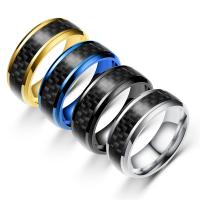 304 roestvrij staal Finger Ring, met Koolstofvezel, mode sieraden & verschillende grootte voor keus & voor de mens, meer kleuren voor de keuze, Verkocht door PC