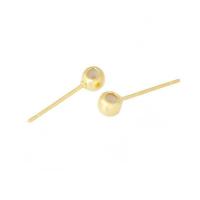 Messing Earring Stud Component, Ronde, 18K verguld, DIY, gouden, nikkel, lood en cadmium vrij, 4x3.5mm,0.7mm,16mm, Gat:Ca 0.8mm, 50pC's/Bag, Verkocht door Bag