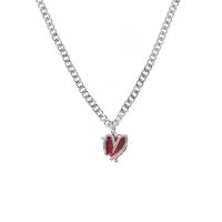 Collana di titanio acciaio, Titantium acciaio, with vetro & ottone, with 5cm extender chain, Cuore, gioielli di moda & regolabile & per la donna, argento, Lunghezza 45 cm, Venduto da PC