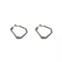 Zinc Alloy Hoop Earring, Polygon, sølvfarvet forgyldt, mode smykker & for kvinde & hule, sølv, nikkel, bly & cadmium fri, 33x31mm, Solgt af par