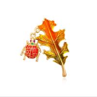 Glazuur broche, Zinc Alloy, Blad, hand tekenen, voor vrouw, meer kleuren voor de keuze, 35x42mm, Verkocht door PC