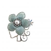 Zinc Alloy Brocher, med Plastic Pearl, Flower, for kvinde & med rhinestone, flere farver til valg, 55x45mm, Solgt af PC