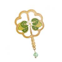 Rhinestone Brooch Zinc Alloy Fan stoving varnish for woman & enamel & with rhinestone & hollow Sold By PC