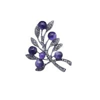 Mode broche smykker, Zinc Alloy, med Natursten, Tree, forskellige materialer til valg & for kvinde & med rhinestone, flere farver til valg, 40x50mm, Solgt af PC