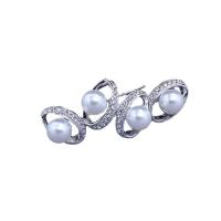 Kunststof Pearl Brooch, Zinc Alloy, met Plastic Pearl, plated, voor vrouw & glazuur, meer kleuren voor de keuze, 40x55mm, Verkocht door PC