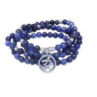 Natural Lapis Lazuli Bracelets with zinc alloy bead polished Unisex blue 6mm Sold Per Approx 25.51 Inch Strand