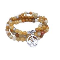 Bráisléid gemstone, Pale Brown Jade, le since bead cóimhiotal, snasta, unisex & stíleanna éagsúla do rogha, buí, 6mm, 108ríomhairí pearsanta/Snáithe, Díolta Per Thart 25.51 Inse Snáithe