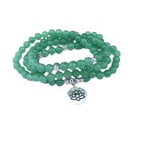 Aventurine Glas Wrap Bracelet, le since bead cóimhiotal, snasta, unisex & stíleanna éagsúla do rogha, glas, 6mm, 108ríomhairí pearsanta/Snáithe, Díolta Per Thart 25.51 Inse Snáithe