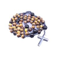 Muince Slabhra geansaí, Tíogair Súl, le Seedbead & Iarann ​​Rock & Agate Black, snasta, unisex, donn, Fad Thart 26.77 Inse, Díolta De réir PC