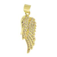 Cubique Pendentif en laiton zircon pavent, Placage de couleur d'or, bijoux de mode & DIY & pavé de micro zircon & pour femme, doré, 9x25x3mm, Trou:Environ 3mm, 10PC/lot, Vendu par lot