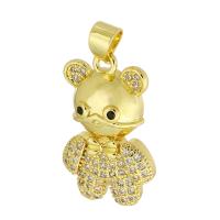 Messing hanger met micro-paved kubieke zirconia's, Dragen, gold plated, mode sieraden & DIY & micro pave zirconia & voor vrouw, gouden, 14x23x5mm, Gat:Ca 3mm, 10pC's/Lot, Verkocht door Lot