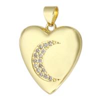 Ottone Ciondoli Locket, Cuore, placcato color oro, può aprire e mettere in qualcosa & gioielli di moda & DIY & Micro spianare cubic zirconia & per la donna, dorato, 19x20x5mm, Foro:Appross. 3mm, 10PC/lotto, Venduto da lotto