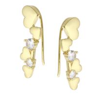 Boucles d'oreilles en laiton zircon cubique pavent, Placage de couleur d'or, bijoux de mode & DIY & pavé de micro zircon & pour femme, doré, 11x30x8mm, 10pairescouple/lot, Vendu par lot