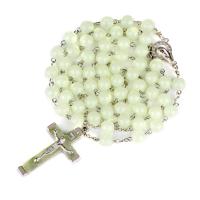 Rosary karoliai, Cinko lydinys, su Akrilas, su 5.9 Extender grandinės, Kirsti, sidabro spalva padengtas, unisex, nikelio, švino ir kadmio nemokamai, 8mm, Ilgis 28.35 Inch, Pardavė PC