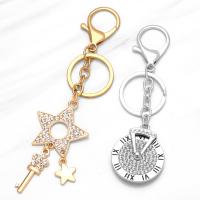 Key Chain, Zinc Alloy, forgyldt, forskellige stilarter for valg & for kvinde & med rhinestone, nikkel, bly & cadmium fri, 40x30mm, Længde 4.3 inch, Solgt af PC