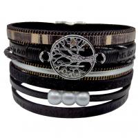 Lederen koord armband, Synthetisch leer, met Plastic Pearl & Zinc Alloy, mode sieraden & multilayer & boom des levens ontwerp & uniseks, meer kleuren voor de keuze, nikkel, lood en cadmium vrij, 35mm, Verkocht door PC