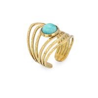 Bague en acier inoxydable, Acier inoxydable 304, avec turquoise, bijoux de mode & pour femme, plus de couleurs à choisir, Vendu par PC