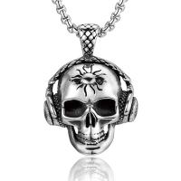 Titanium Steel Pendants Skull polished DIY & for man & blacken original color Sold By PC