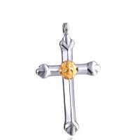 Titanium Steel Pendants Cross gold color plated DIY & for man original color Sold By PC