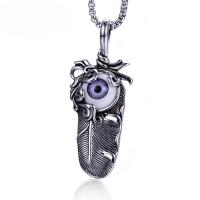 Evil Eye Pendants Titanium Steel Feather polished DIY & evil eye pattern & for man & blacken original color Sold By PC