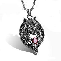 Titanium Steel Pendants Wolf DIY & for man & with rhinestone & blacken Sold By PC