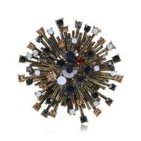 Rhinestone Broche, Zinc Alloy, forgyldt, for kvinde & med rhinestone, flere farver til valg, 51x52mm, Solgt af PC