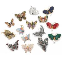 Enamel Brooch Zinc Alloy Butterfly plated Unisex & with rhinestone nickel lead & cadmium free 40-80mm Sold By Lot