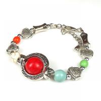 Pulsera de Turquesa, aleación de zinc, con turquesa, chapado en color de plata, Joyería & estilo popular & para mujer, más colores para la opción, libre de níquel, plomo & cadmio, longitud aproximado 6.69 Inch, Vendido por UD