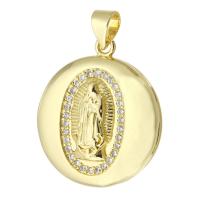 Brass Locket Pendants gold color plated fashion jewelry & micro pave cubic zirconia & for woman golden Approx 3mm Sold By Lot