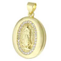 Ottone Ciondoli Locket, placcato color oro, gioielli di moda & Micro spianare cubic zirconia & per la donna, dorato, 17x22.50x6mm, Foro:Appross. 3mm, 10PC/lotto, Venduto da lotto