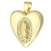 Ottone Ciondoli Locket, Cuore, placcato color oro, gioielli di moda & Micro spianare cubic zirconia & per la donna, dorato, 18.50x20x6mm, Foro:Appross. 3mm, 10PC/lotto, Venduto da lotto