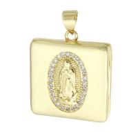 Ottone Ciondoli Locket, Piazza, placcato color oro, gioielli di moda & Micro spianare cubic zirconia & per la donna, dorato, 20x22.50x6mm, Foro:Appross. 3mm, 10PC/lotto, Venduto da lotto