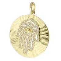 Cubic Zirconia Micro Pave Brass Pendant Round gold color plated fashion jewelry & micro pave cubic zirconia & for woman golden Approx 6mm Sold By Lot