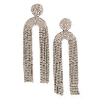 Fashion Fringe Oorbellen, Zinc Alloy, plated, mode sieraden & voor vrouw & met strass, meer kleuren voor de keuze, 105mm, Verkocht door pair