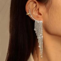 Fashion Fringe Oorbellen, Zinc Alloy, Onregelmatige, plated, mode sieraden & voor vrouw & met strass, meer kleuren voor de keuze, 135mm, Verkocht door pair