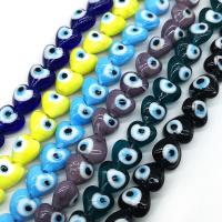 Evil Eye Lampeperler, Lampwork, Heart, du kan DIY, flere farver til valg, 12mm, Ca. 100pc'er/Bag, Solgt af Bag