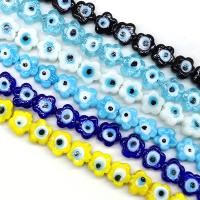 Evil Eye Lampeperler, Lampwork, Flower, du kan DIY, flere farver til valg, 12x5mm, Ca. 100pc'er/Bag, Solgt af Bag