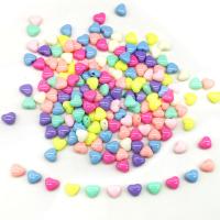 Solid Color Akryl perler, Heart, du kan DIY, blandede farver, 7mm, Ca. 100pc'er/Bag, Solgt af Bag