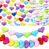 Solid Color Akryl perler, Heart, du kan DIY, flere farver til valg, 20x18x10mm, Ca. 30pc'er/Bag, Solgt af Bag