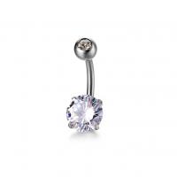 Rustfrit stål Belly Ring, 316L Stainless Steel, for kvinde & med cubic zirconia, oprindelige farve, 1.60x10x5mm, Solgt af PC