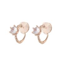 Boucles d'oreilles en laiton zircon cubique pavent, beignet, Placage de champagne d’or, bijoux de mode & styles différents pour le choix & pavé de micro zircon & pour femme, Champagne, protéger l'environnement, sans nickel, plomb et cadmium, 6x11mm, Vendu par paire