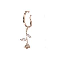 Boucles d'oreilles en laiton zircon cubique pavent, Rose, Placage de champagne d’or, bijoux de mode & pavé de micro zircon & pour femme, Champagne, protéger l'environnement, sans nickel, plomb et cadmium, 15x50mm, Vendu par PC