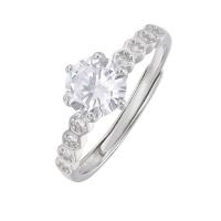 Cubic Zirconia micr3ofono pavimenta anillos de plata esterlina, Plata de ley 925, chapado en color de plata, Ajustable & micro arcilla de zirconia cúbica & para mujer, color original, Vendido por UD