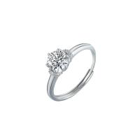 Cubic Zirconia micr3ofono pavimenta anillos de plata esterlina, Plata de ley 925, chapado en platina real, Ajustable & micro arcilla de zirconia cúbica & para mujer, Blanco, Vendido por UD