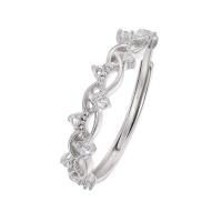 Cubic Zirconia micr3ofono pavimenta anillos de plata esterlina, Plata de ley 925, chapado, Ajustable & micro arcilla de zirconia cúbica & para mujer, más colores para la opción, Vendido por UD