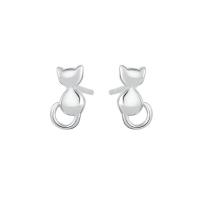 Sterling Silver Jewelry Earring, 925 Sterling Silver, Cat, plátáilte, jewelry faisin & do bhean, dathanna níos mó le haghaidh rogha, 8.50x5mm, Díolta De réir PC