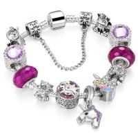 European Bracelet Zinc Alloy Unicorn plated & for woman & enamel & with rhinestone nickel lead & cadmium free Sold By PC